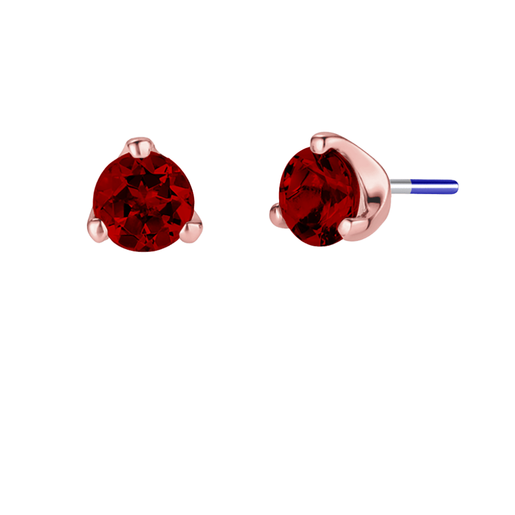 3-Prong Gem - 18K Gold Genuine Gem Threadless/Threaded End - piercing-zone.com
