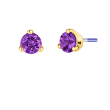 3-Prong Gem - 18K Gold Genuine Gem Threadless/Threaded End - piercing-zone.com