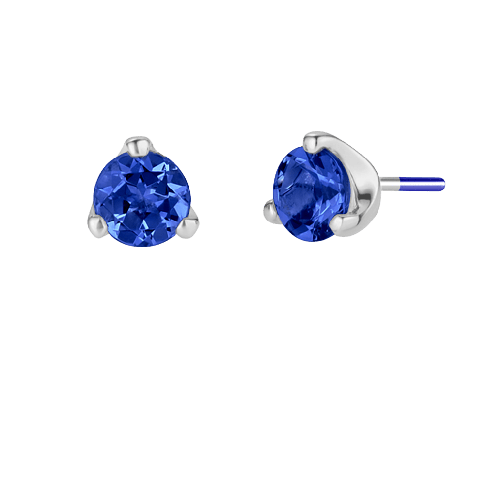 3-Prong Gem - 18K Gold Genuine Gem Threadless/Threaded End - piercing-zone.com