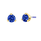 3-Prong Gem - 18K Gold Genuine Gem Threadless/Threaded End - piercing-zone.com