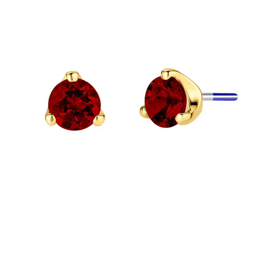 3-Prong Gem - 18K Gold Genuine Gem Threadless/Threaded End - piercing-zone.com