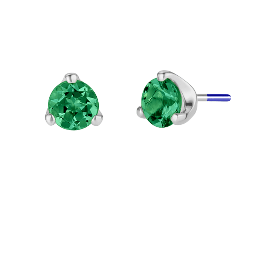 3-Prong Gem - 18K Gold Genuine Gem Threadless/Threaded End - piercing-zone.com