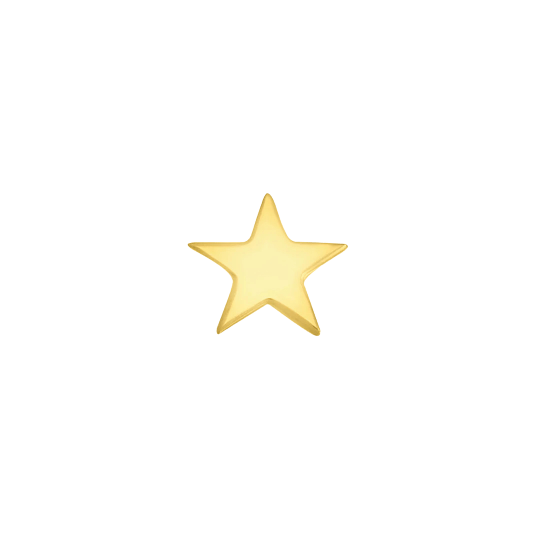 3.5mm minimalist gold star piercing jewelry on white background
