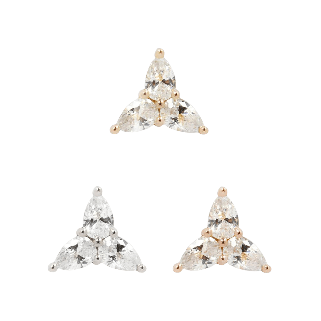 3 LITTLE PEARS - CZ - THREADLESS END piercing-zone.com