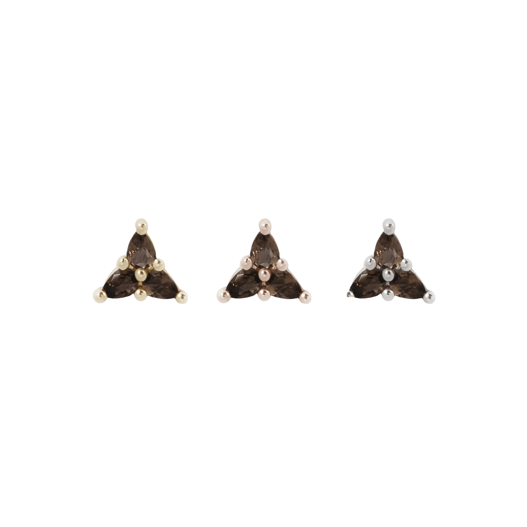 3 LITTLE PEARS - SMOKEY QUARTZ - THREADLESS END piercing-zone.com
