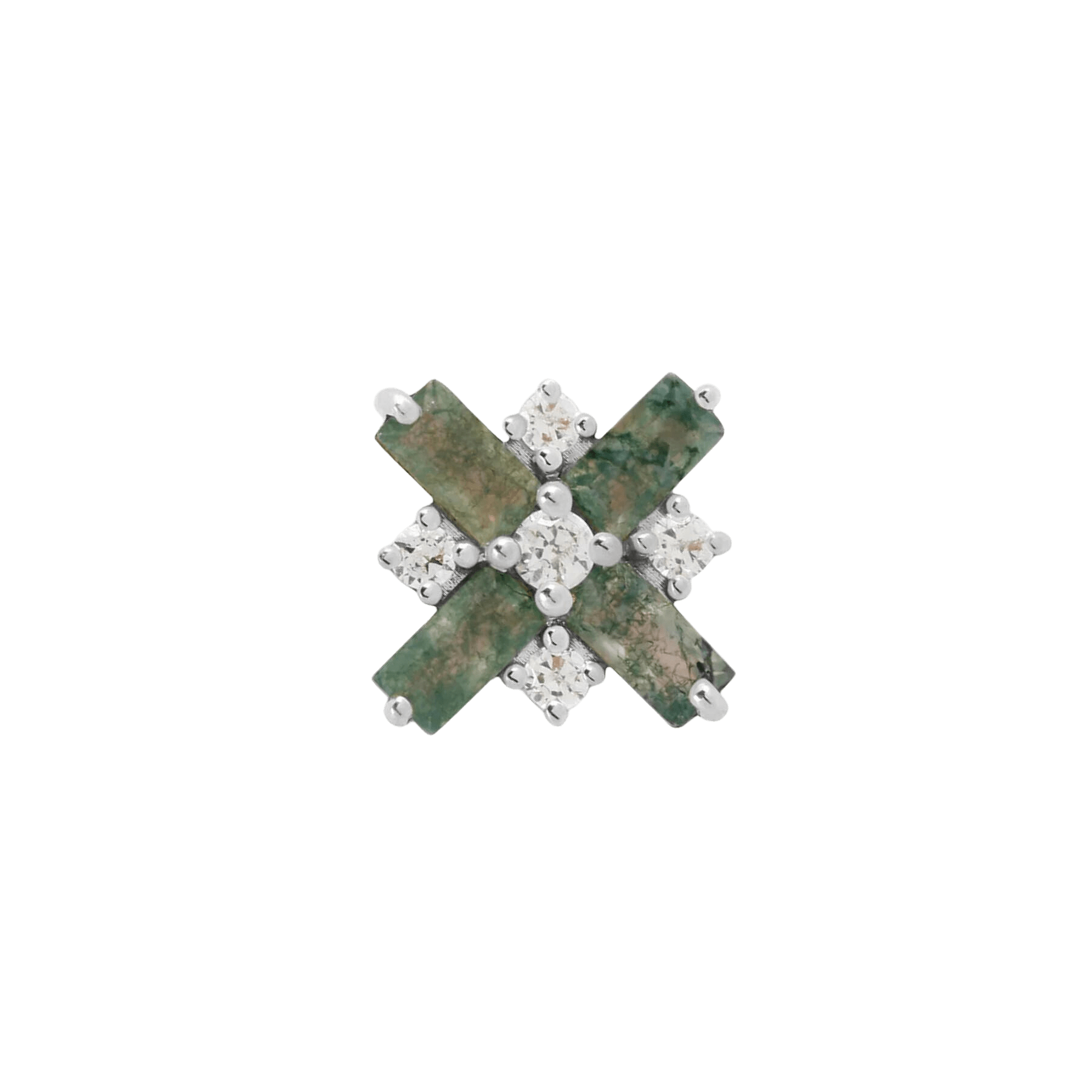 COVET - MOSS AGATE + SWAROVSKI CZ - THREADLESS END piercing-zone.com