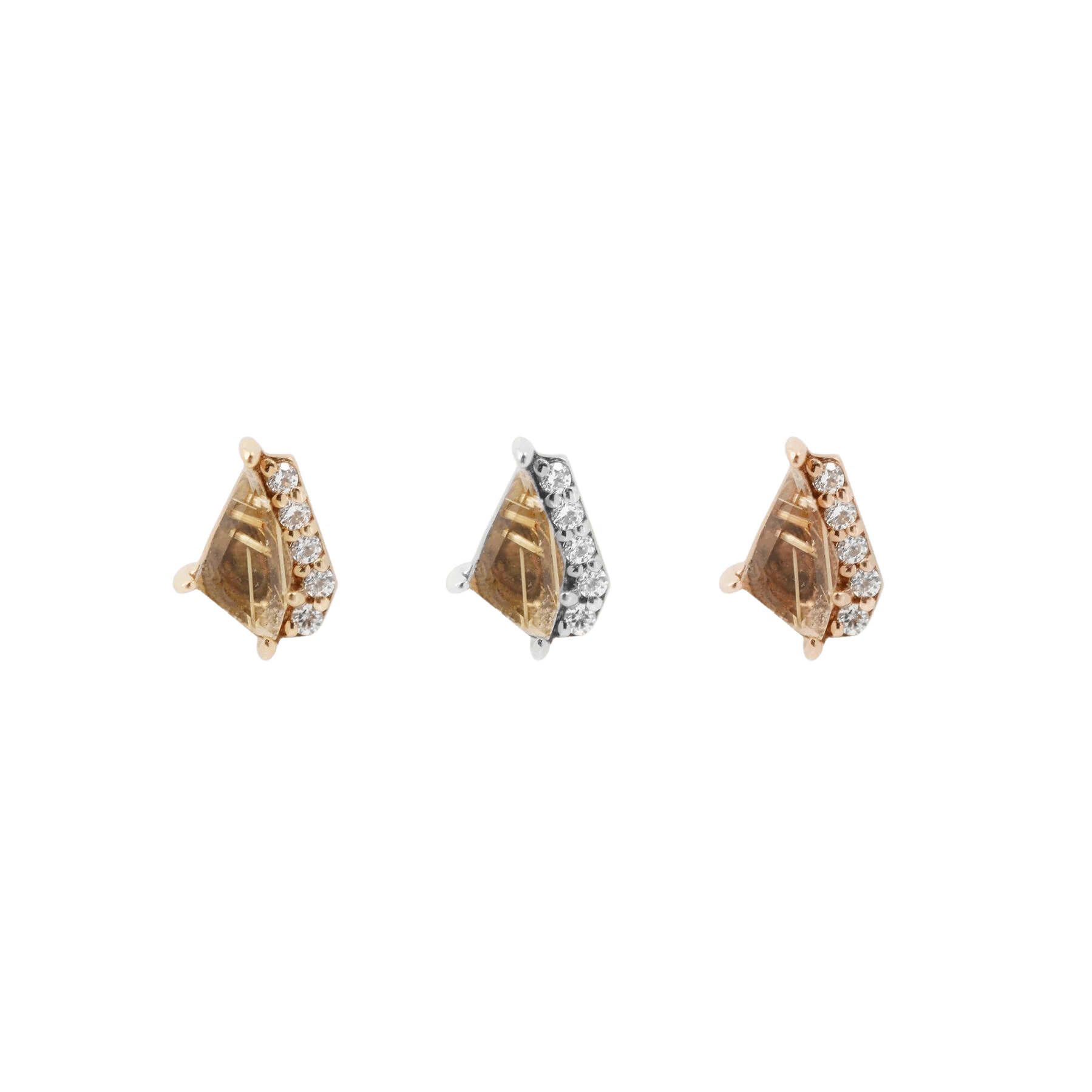 ELEVATE - RUTILATED QUARTZ + CZ - THREADLESS END piercing-zone.com