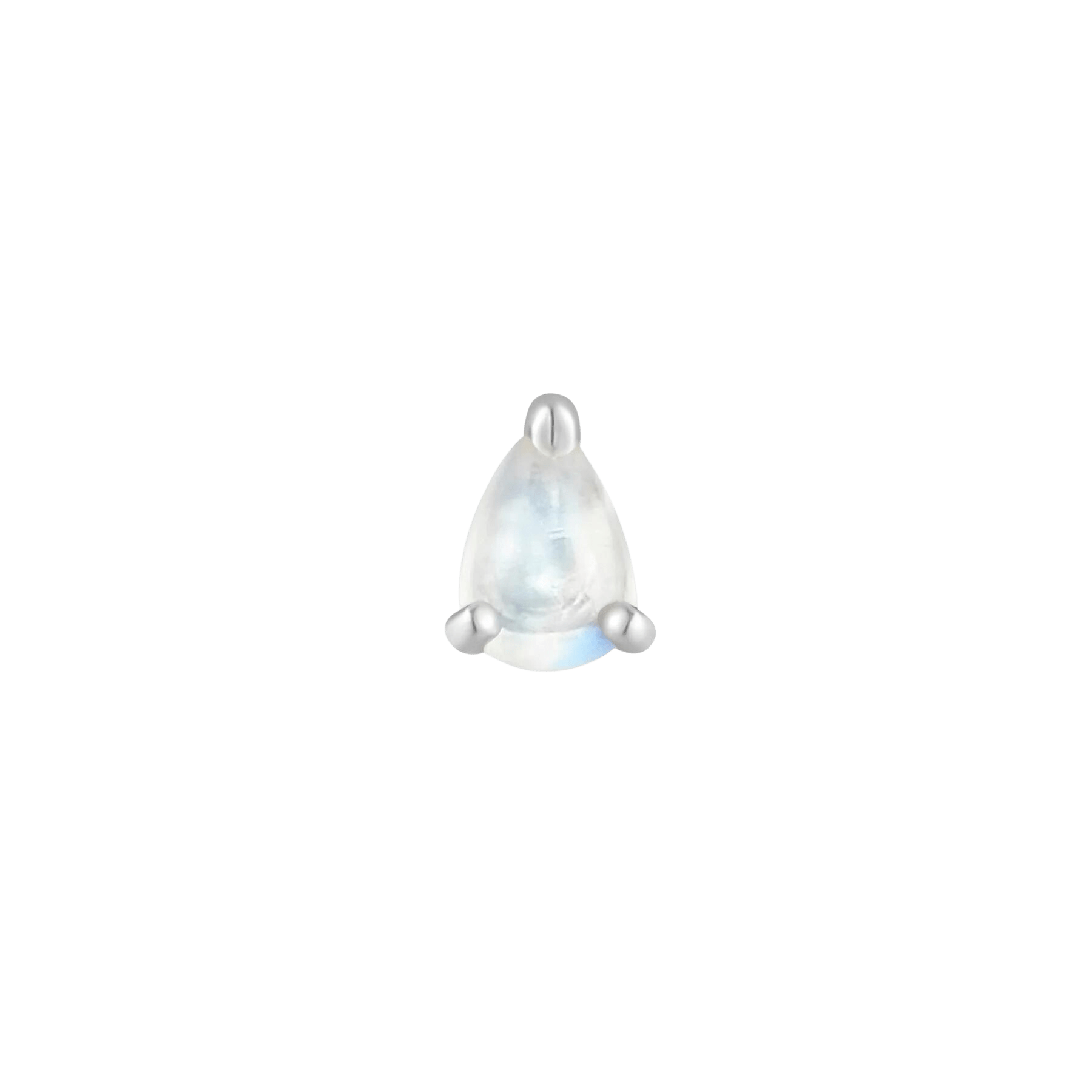 Rainbow Moonstone Pear Threadless End – 14K Gold