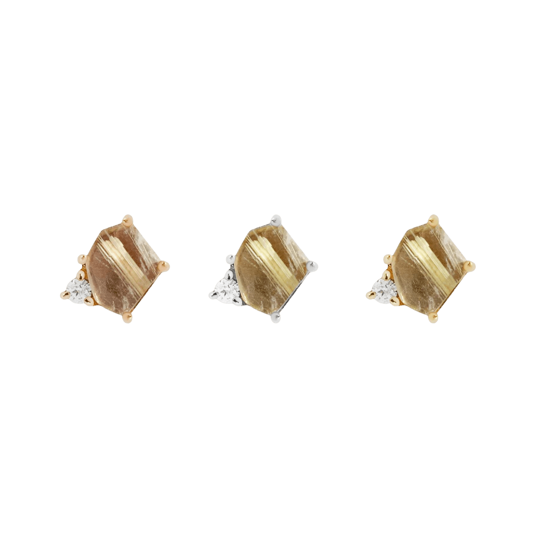 ELICIT - RUTILATED QUARTZ + CZ - THREADLESS END piercing-zone.com