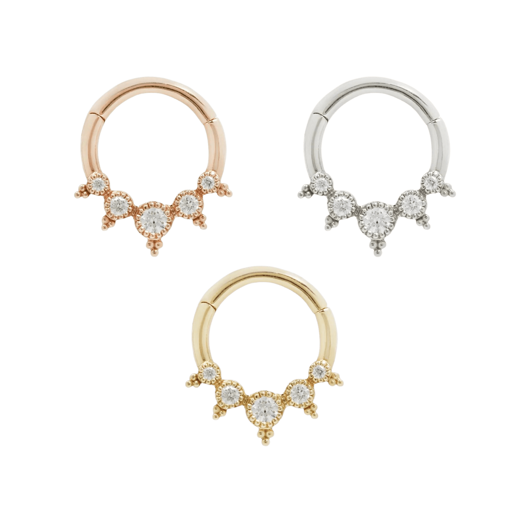 SIMONE - CZ - SOLID 14KT GOLD CLICKER piercing-zone.com