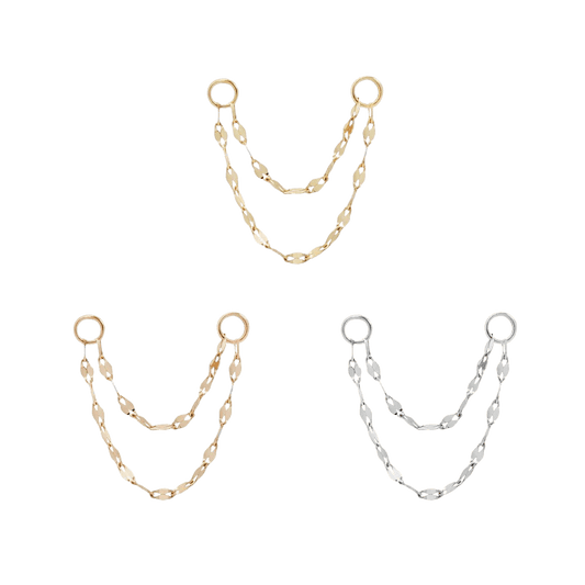 DOUBLE TILE CHAIN - SOLID 14KT GOLD piercing-zone.com