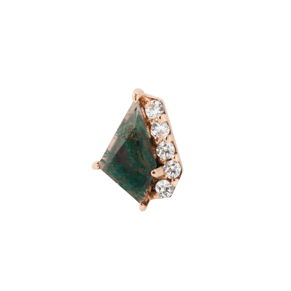 ELEVATE - MOSS AGATE + CZ - THREADLESS END piercing-zone.com