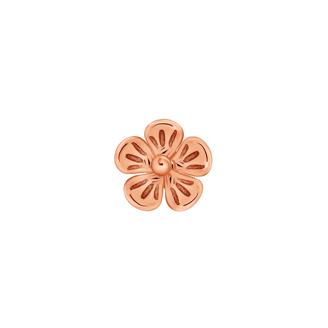 3D Flower – 14K Gold Threadless & Threaded End - piercing - zone.com