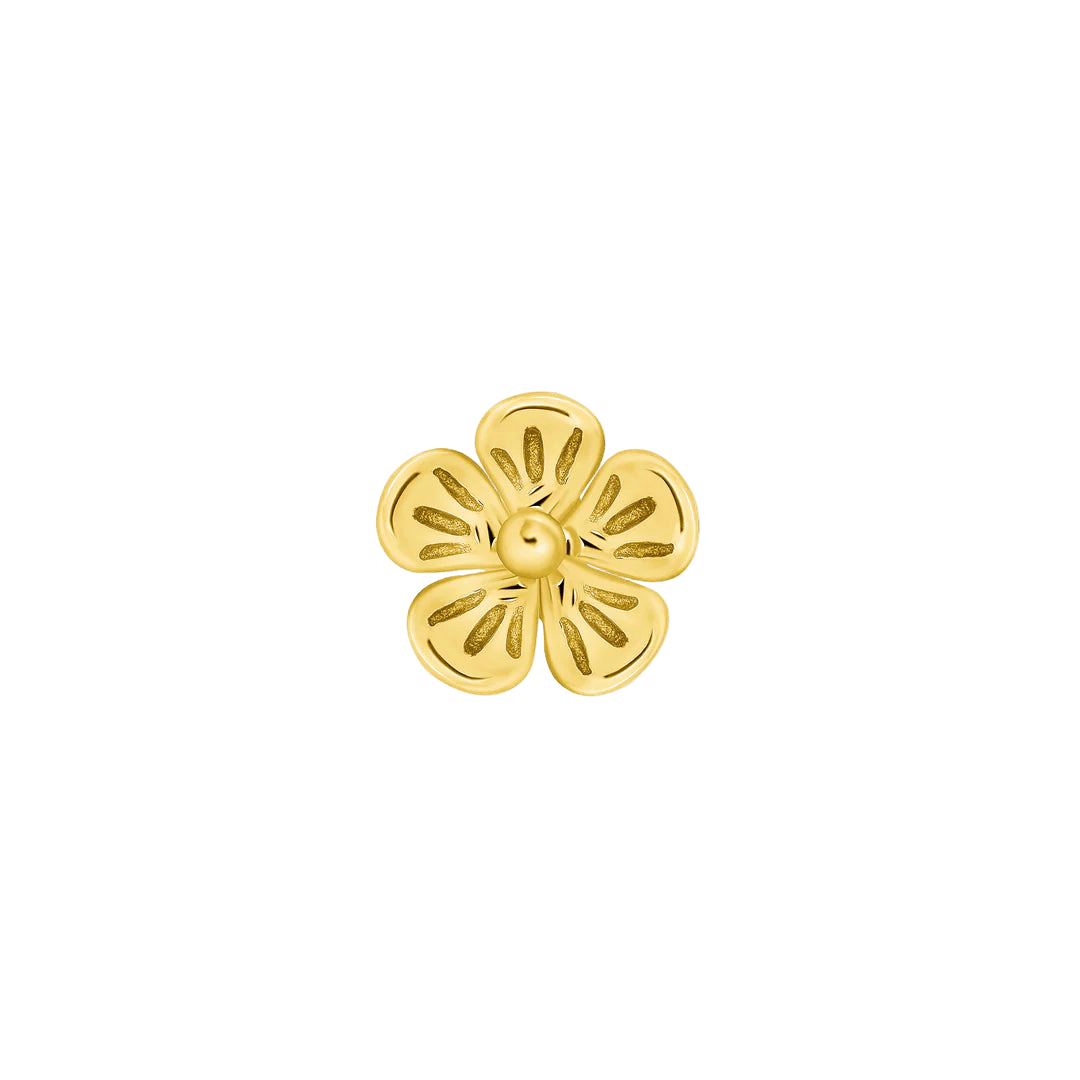 3D Flower – 14K Gold Threadless & Threaded End - piercing - zone.com