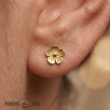 3D Flower – 14K Gold Threadless/Threaded End - piercing - zone.com