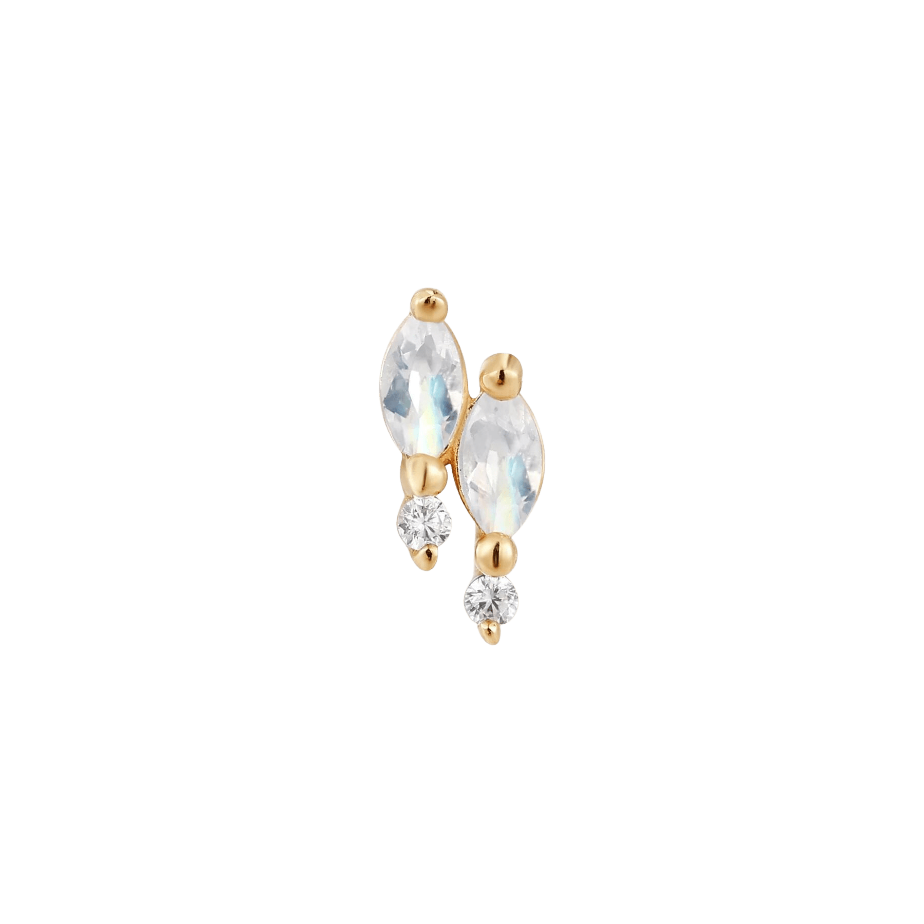Dreamland – 14K Gold Moonstone & CZ Threadless End