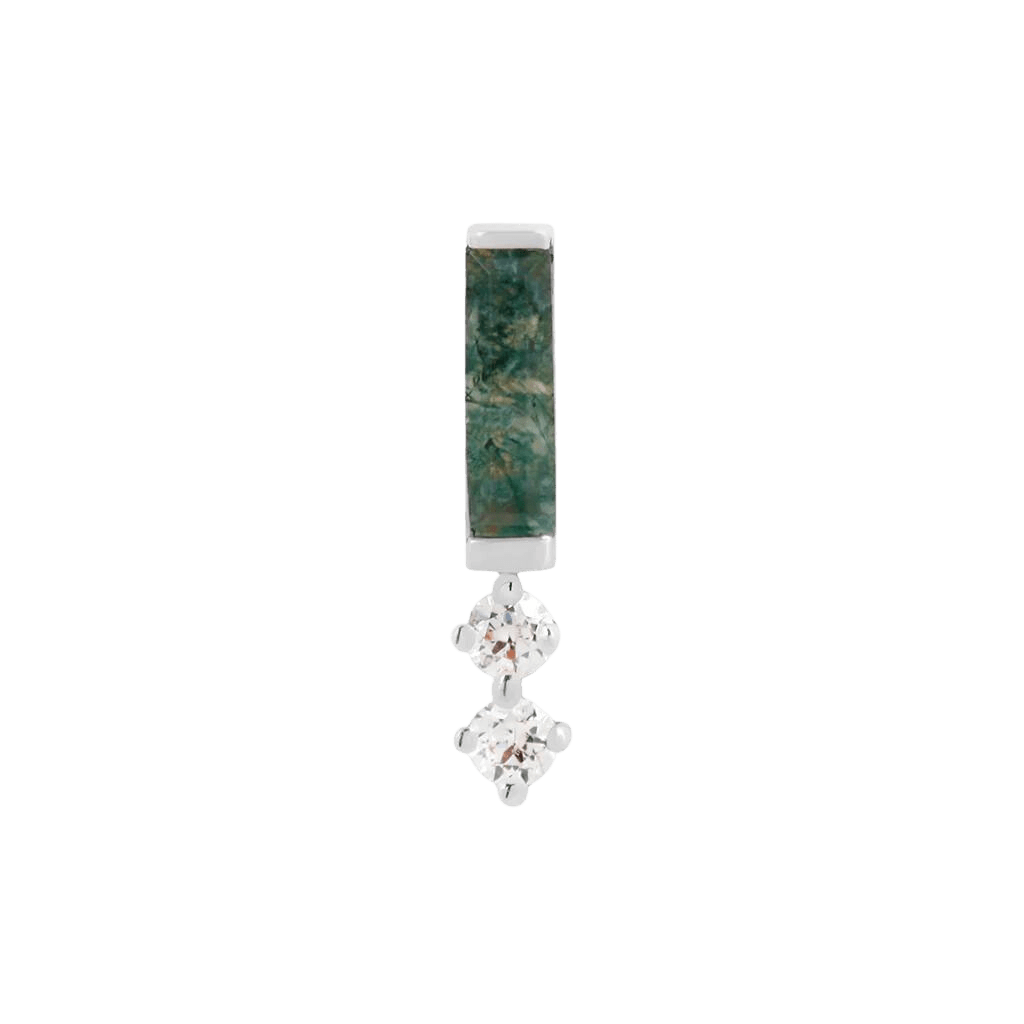 CRAVE - MOSS AGATE + CZ - THREADLESS END piercing-zone.com