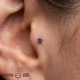 4-Prong - 18K Gold Genuine Gem Threadless/Threaded End