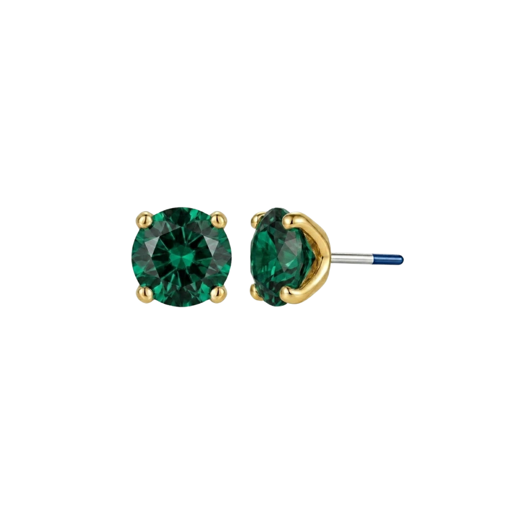 4-Prong Gem - 18K Gold Genuine Gem Threadless/Threaded End - piercing - zone.com