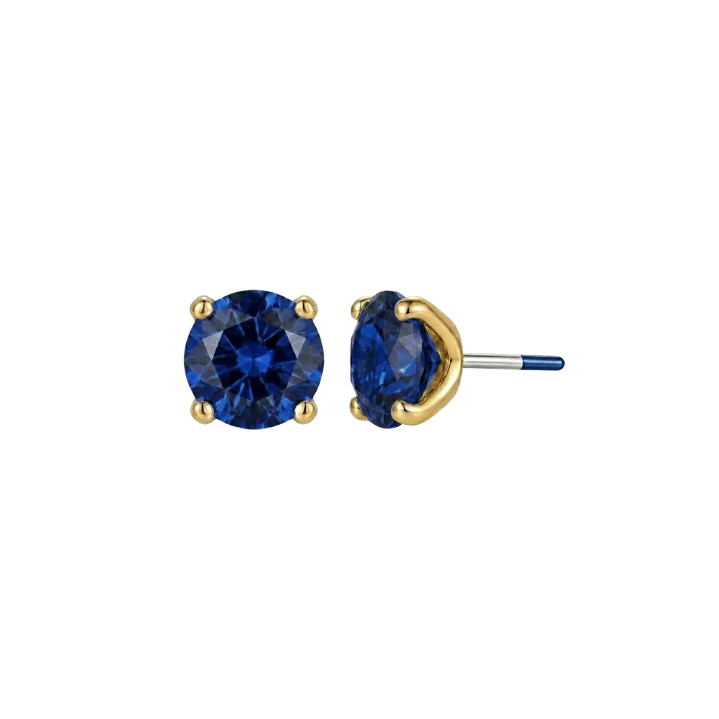 4-Prong Gem - 18K Gold Genuine Gem Threadless/Threaded End - piercing - zone.com