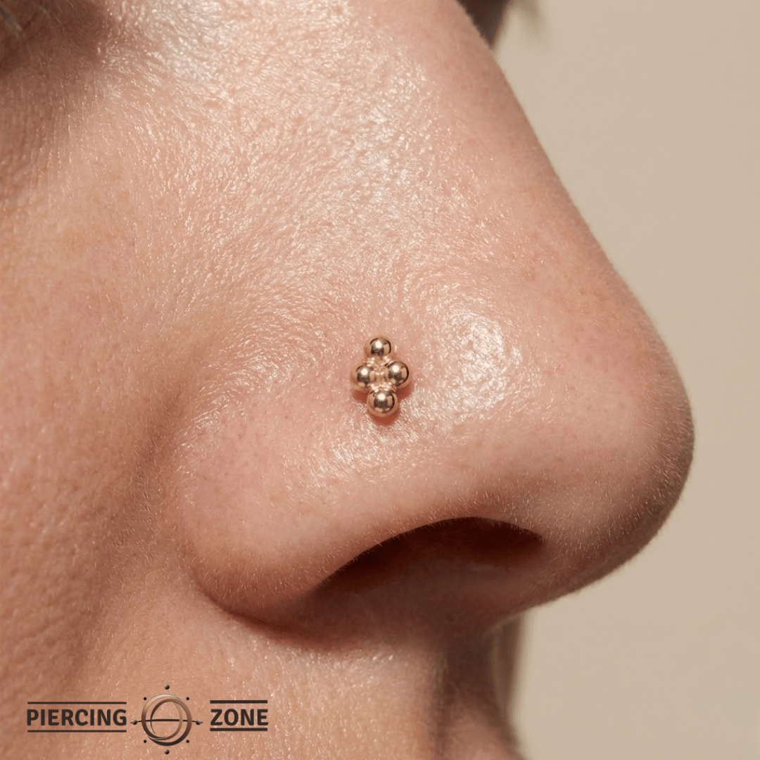 4 Bead Cluster – Minimalist Gold Beads – 14K Gold Threadless End - piercing - zone.com