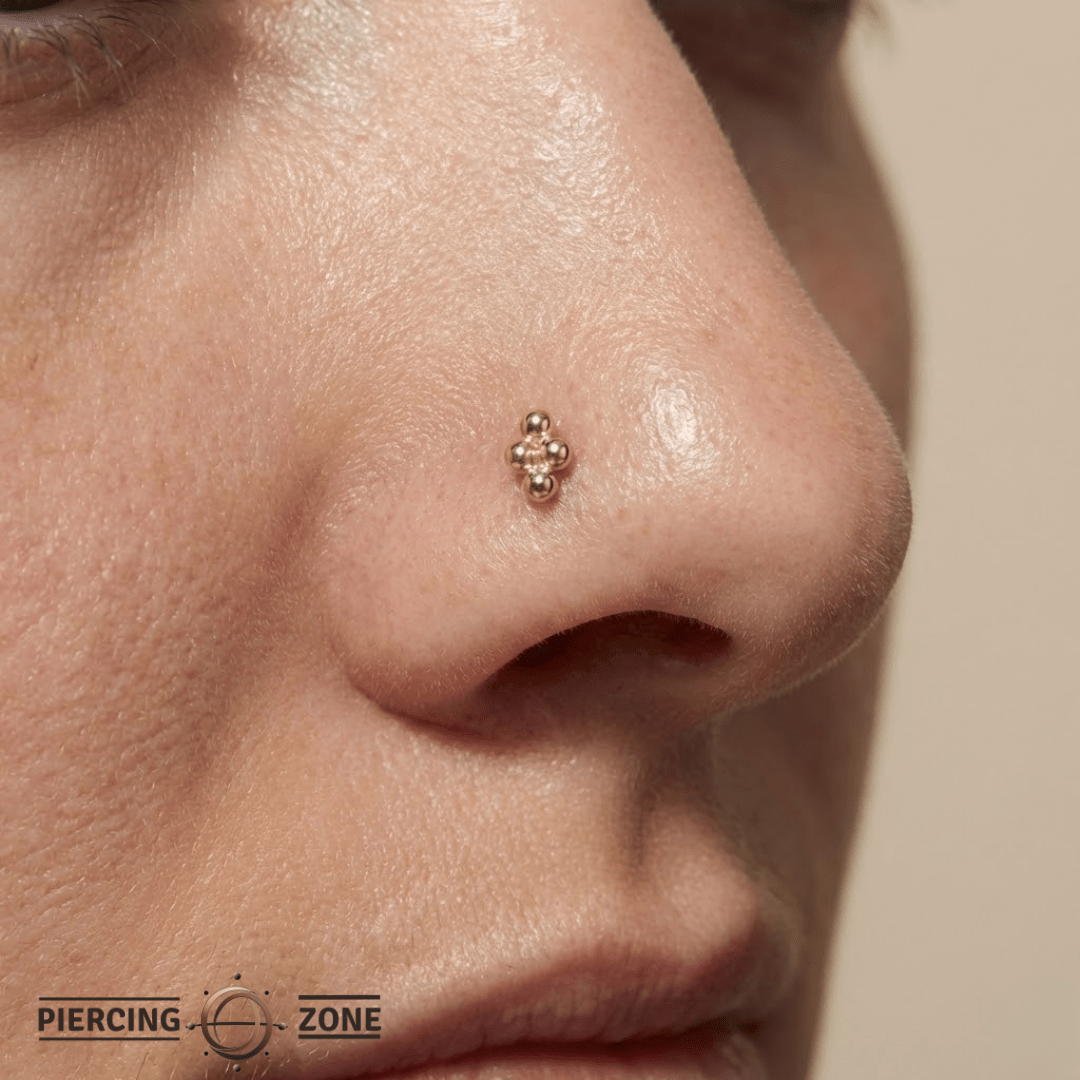 4 Bead Cluster – Minimalist Gold Beads – 14K Gold Threadless End - piercing - zone.com