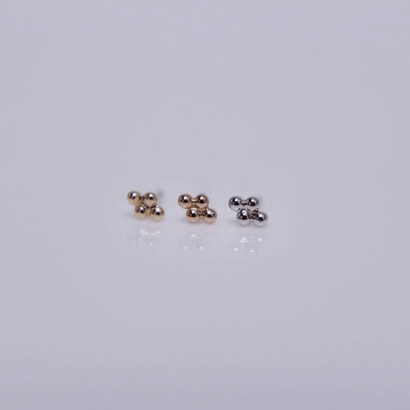 4 Bead Cluster – Minimalist Gold Beads – 14K Gold Threadless End - piercing - zone.com