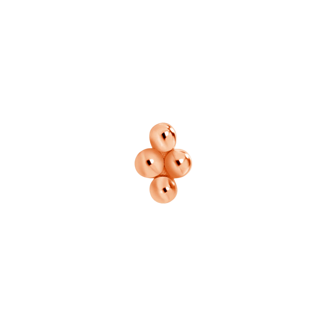 4 Bead Stud – 14K Gold Threadless & Threaded End - piercing - zone.com