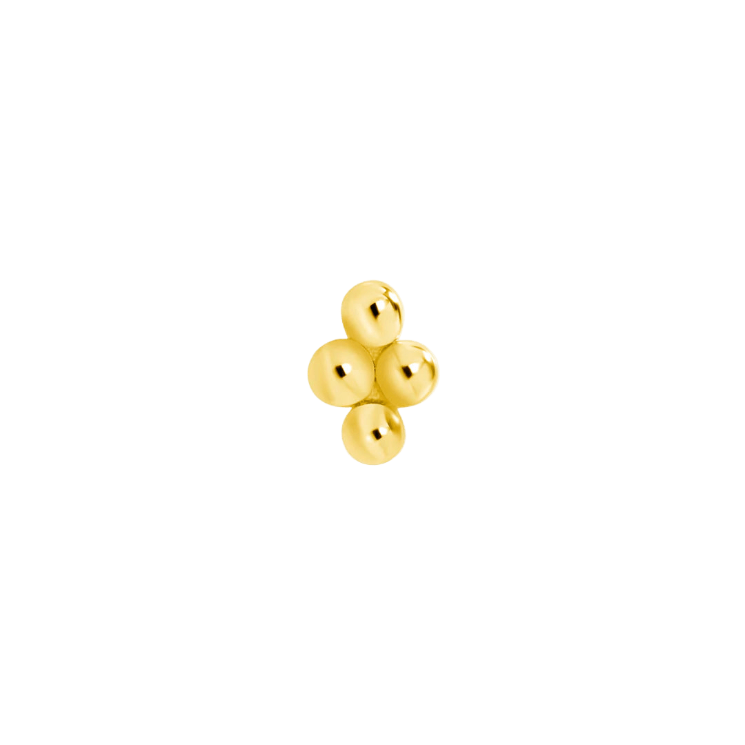 4 Bead Stud – 14K Gold Threadless & Threaded End - piercing - zone.com