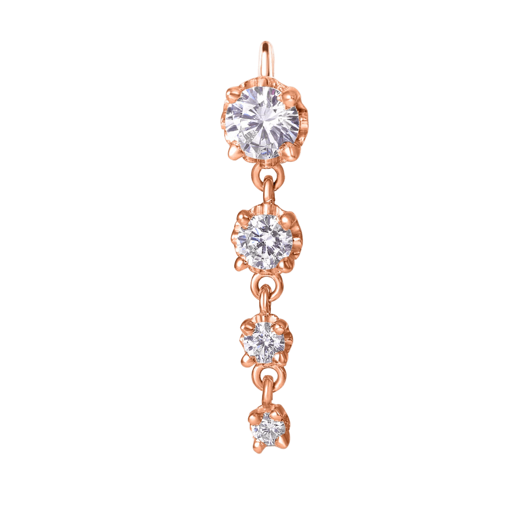 4 Prong – 14K & 18K Gold Gemstone Charm - piercing - zone.com