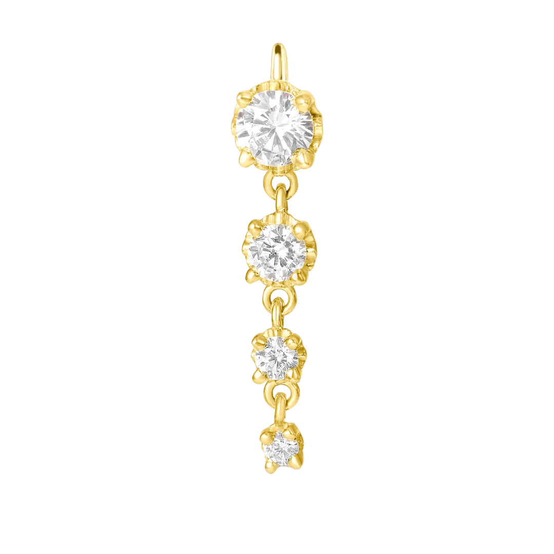 4 Prong – 14K & 18K Gold Gemstone Charm - piercing - zone.com