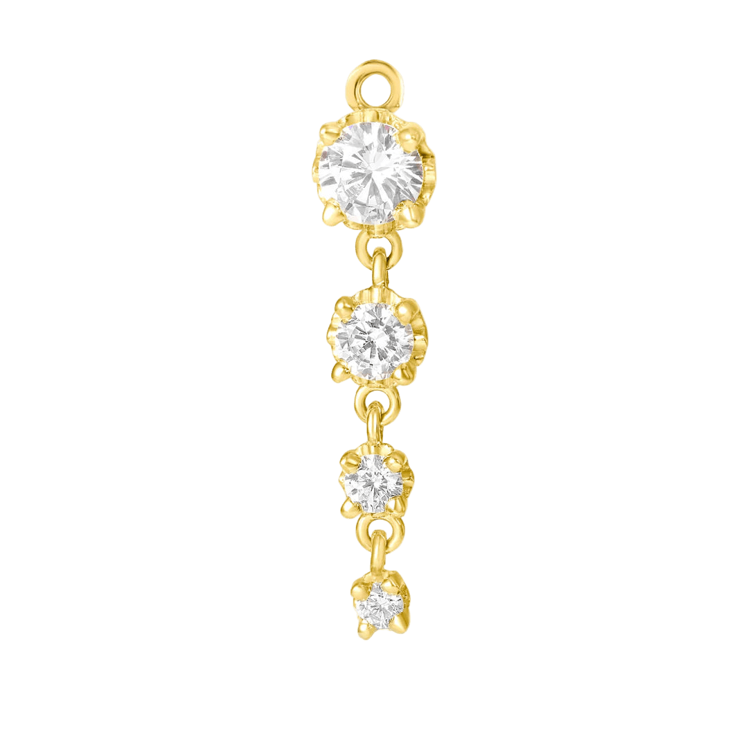 4 Prong – 14K & 18K Gold Gemstone Charm - piercing - zone.com