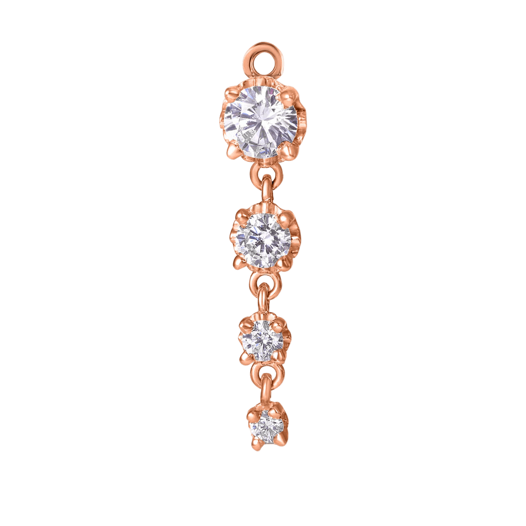 4 Prong – 14K & 18K Gold Gemstone Charm - piercing - zone.com