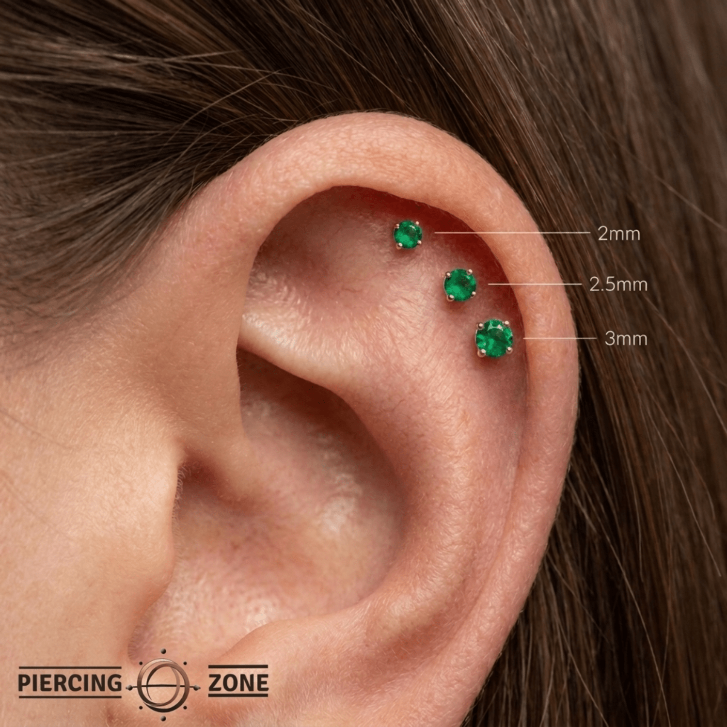 4-Prong - 18K Gold Genuine Gem Threadless/Threaded End - piercing-zone.com