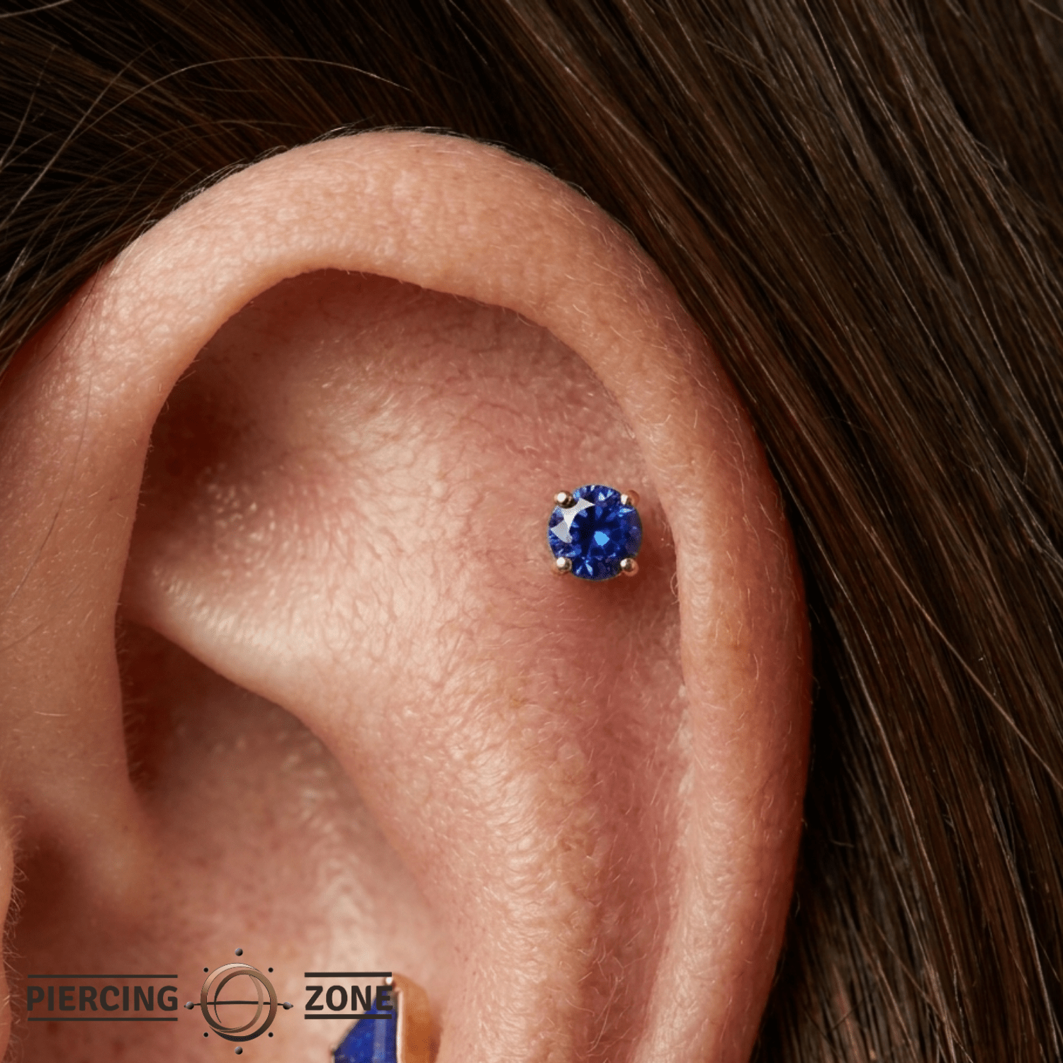 4-Prong - 18K Gold Genuine Gem Threadless/Threaded End - piercing-zone.com