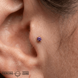 4-Prong - 18K Gold Genuine Gem Threadless/Threaded End - piercing-zone.com