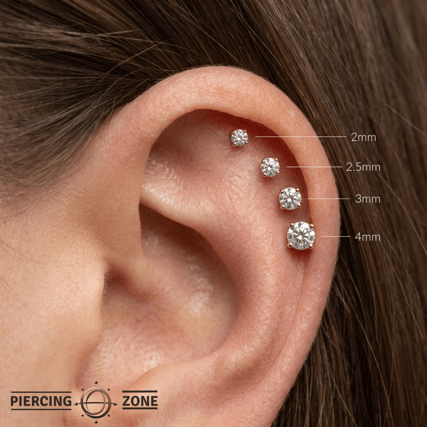 4 Prong Gem - 18K Lab Diamond Threadless/Threaded End - piercing - zone.com