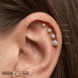 4 Prong Gem - 18K Lab Diamond Threadless/Threaded End - piercing - zone.com
