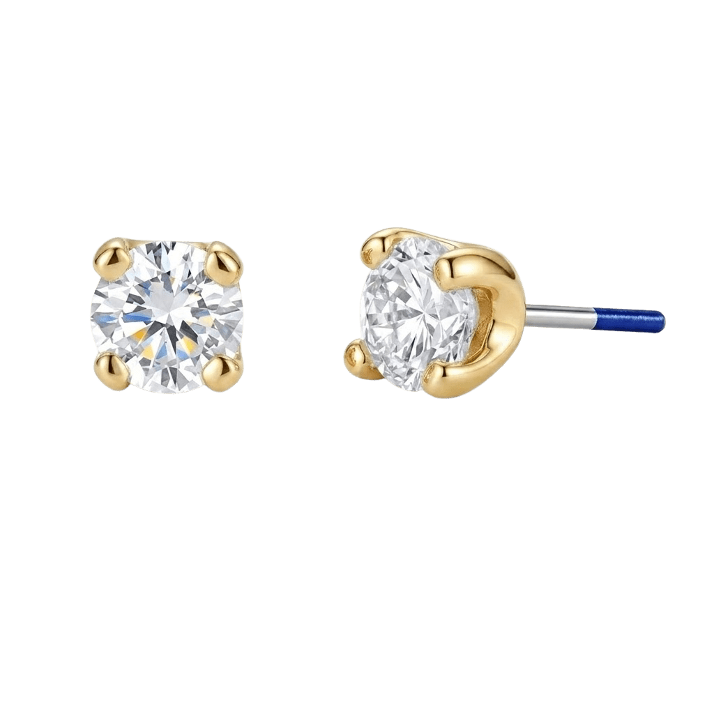 4 Prong Gem - 18K Lab Diamond Threadless/Threaded End - piercing - zone.com
