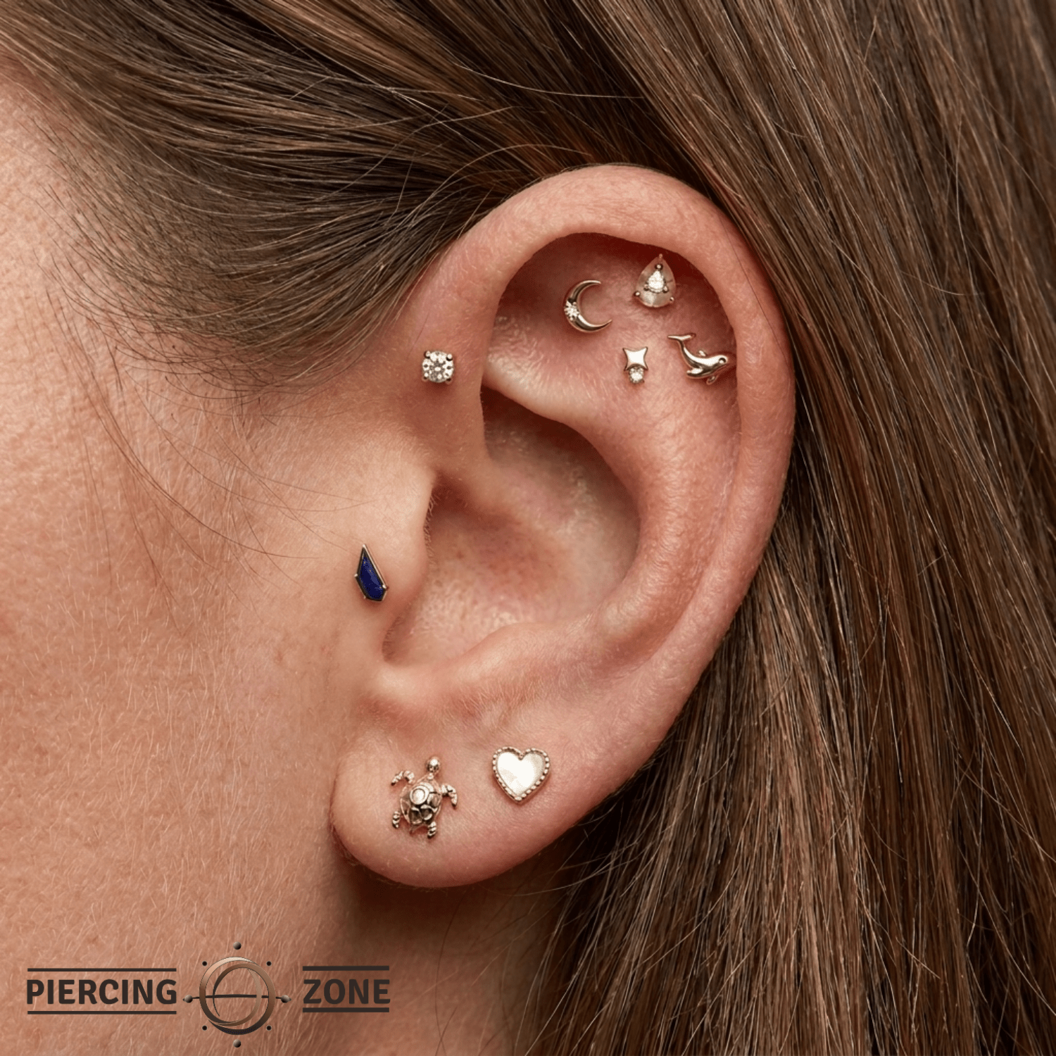 4 Prong Gem - 18K Lab Diamond Threadless/Threaded End - piercing - zone.com