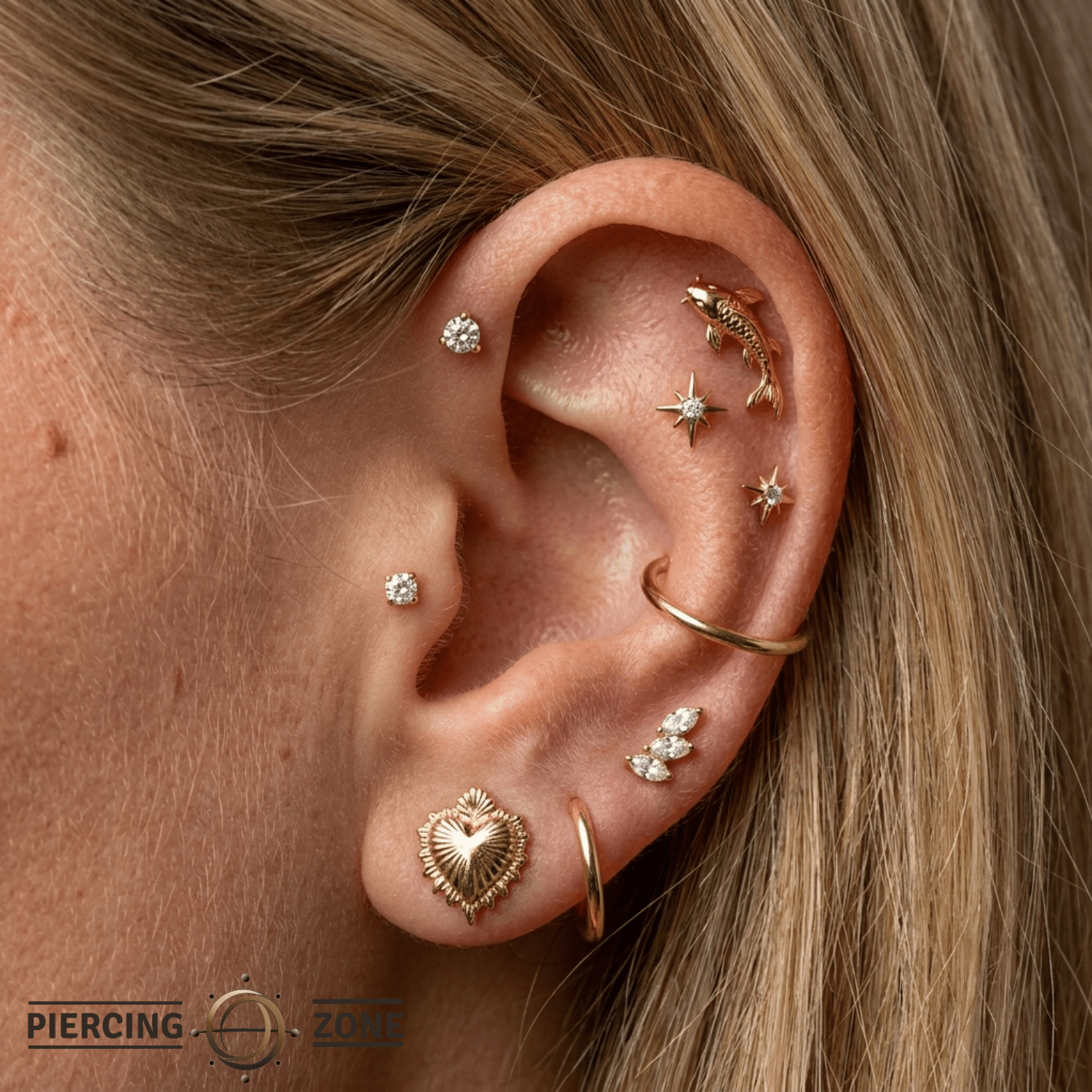 4 Prong Gem - 18K Lab Diamond Threadless/Threaded End - piercing - zone.com