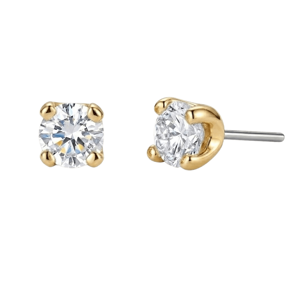 4 Prong Gem - 18K Yellow Gold Threadless/Threaded End - piercing - zone.com