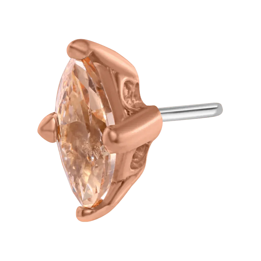 4 Prong Marquise – 14K/18K Gold Marquise Threadless End - piercing - zone.com