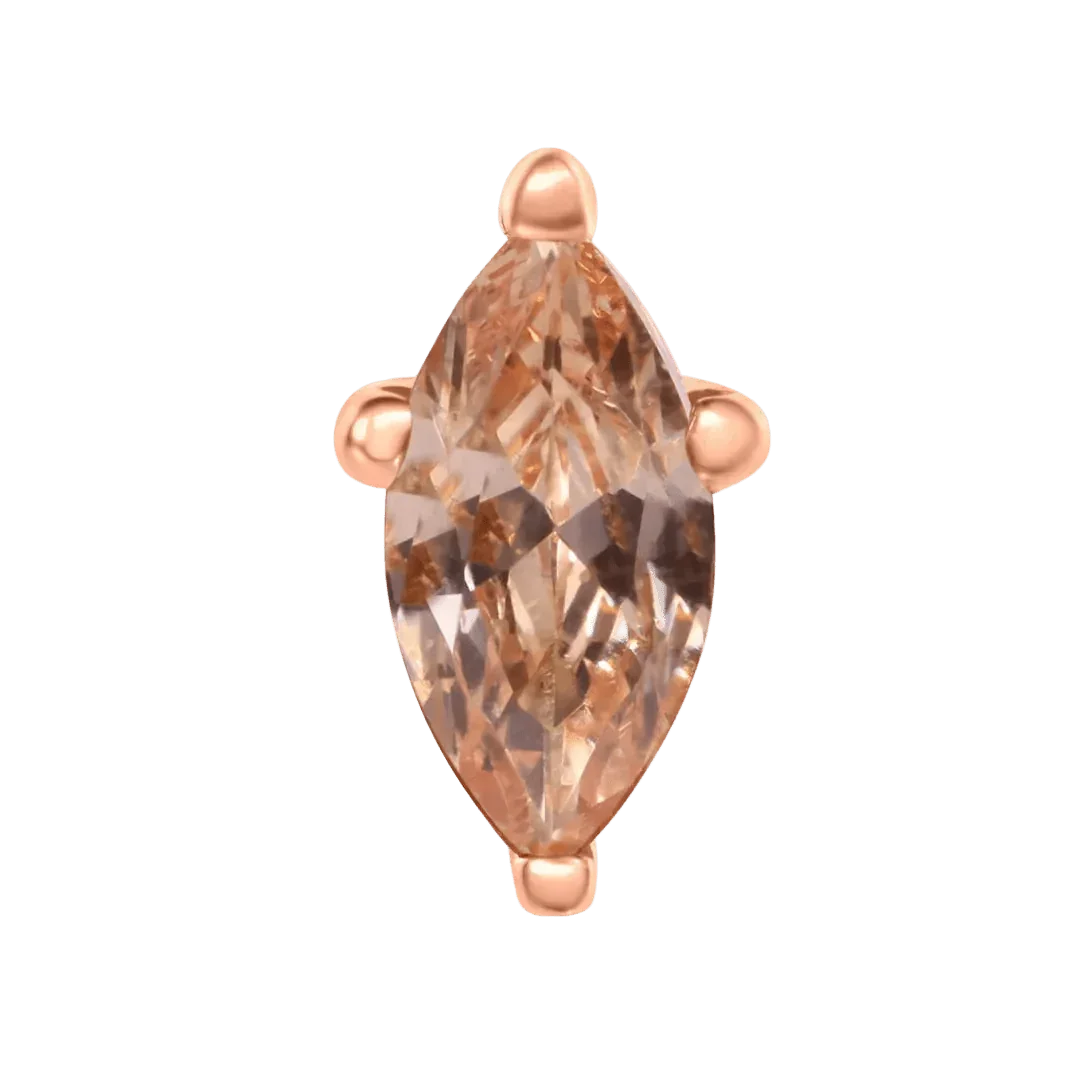 4 Prong Marquise – 14K/18K Gold Marquise Threadless End - piercing - zone.com
