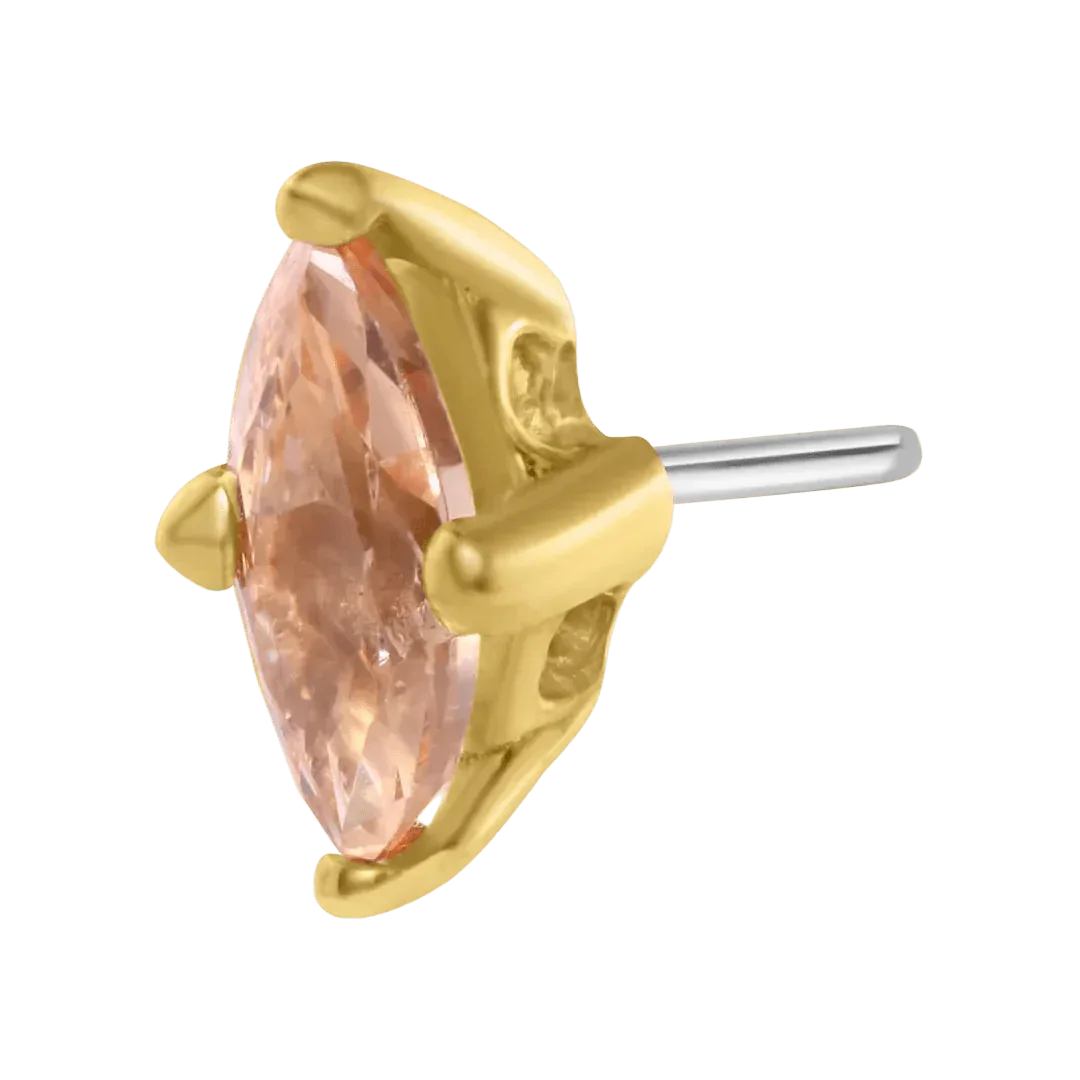 4 Prong Marquise – 14K/18K Gold Marquise Threadless End - piercing - zone.com