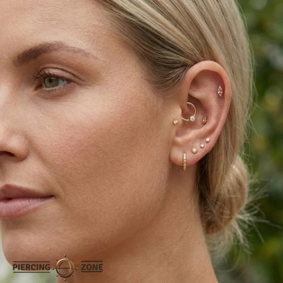 4 Prong Marquise – 14K/18K Gold Marquise Threadless End - piercing - zone.com