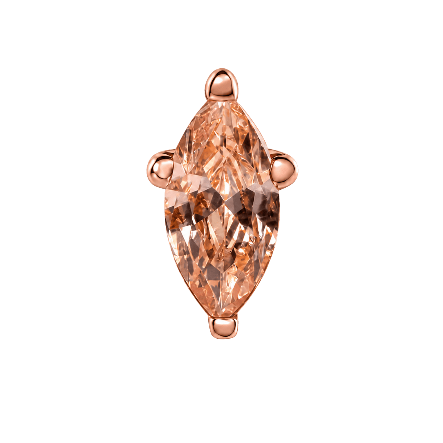 4 Prong Marquise – 14K Gold Threadless/Threaded End - piercing-zone.com