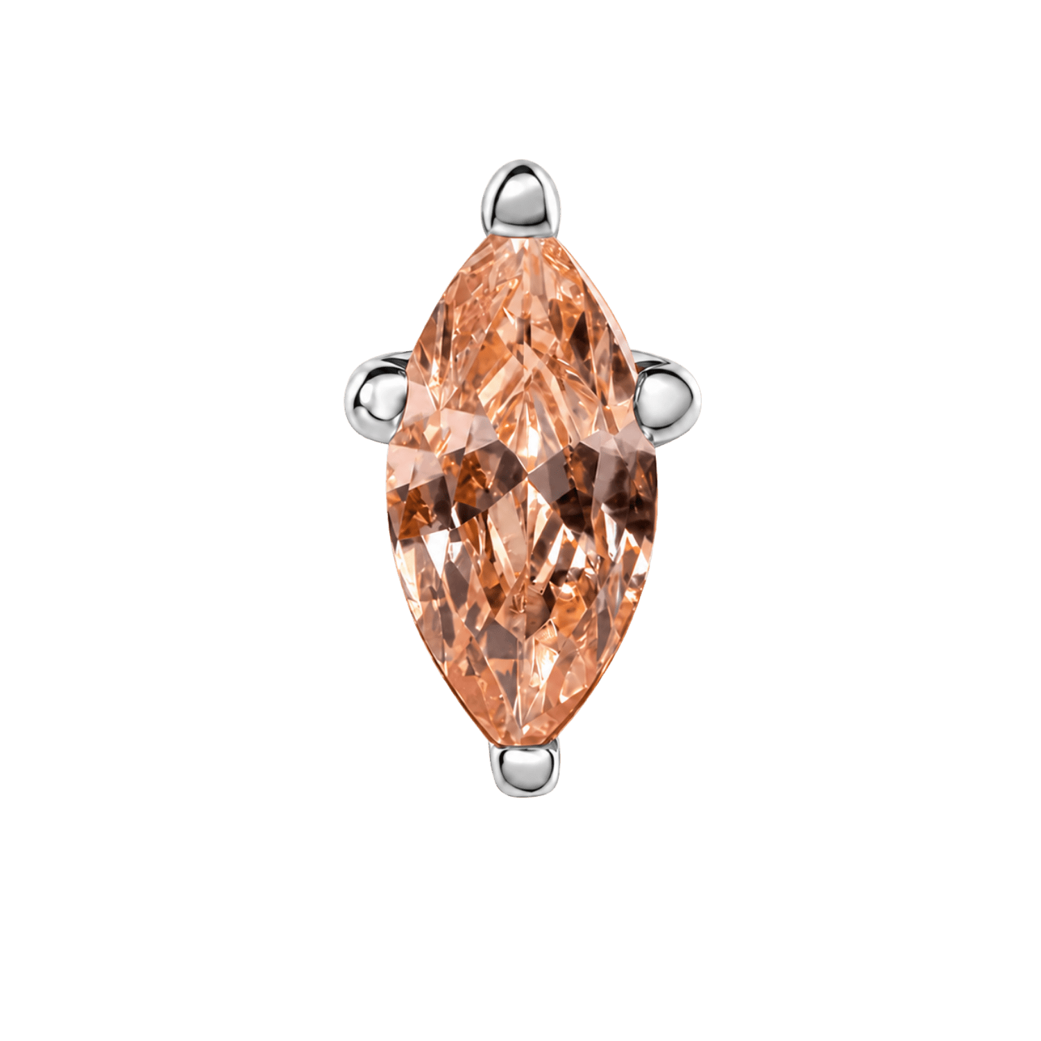 4 Prong Marquise – 14K Gold Threadless/Threaded End - piercing-zone.com