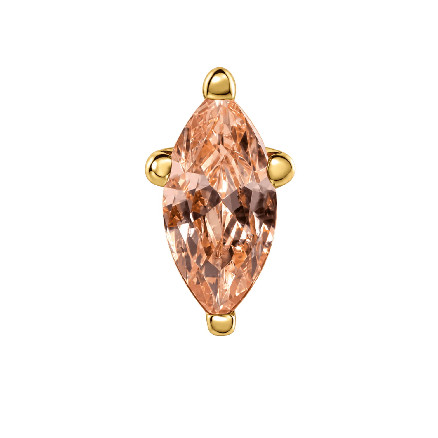 4 Prong Marquise – 14K Gold Threadless/Threaded End - piercing-zone.com