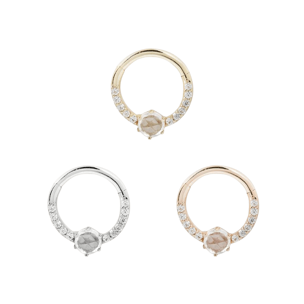 TINSLEY - CZ + WHITE SAPPHIRE - SOLID 14KT GOLD CLICKER piercing-zone.com
